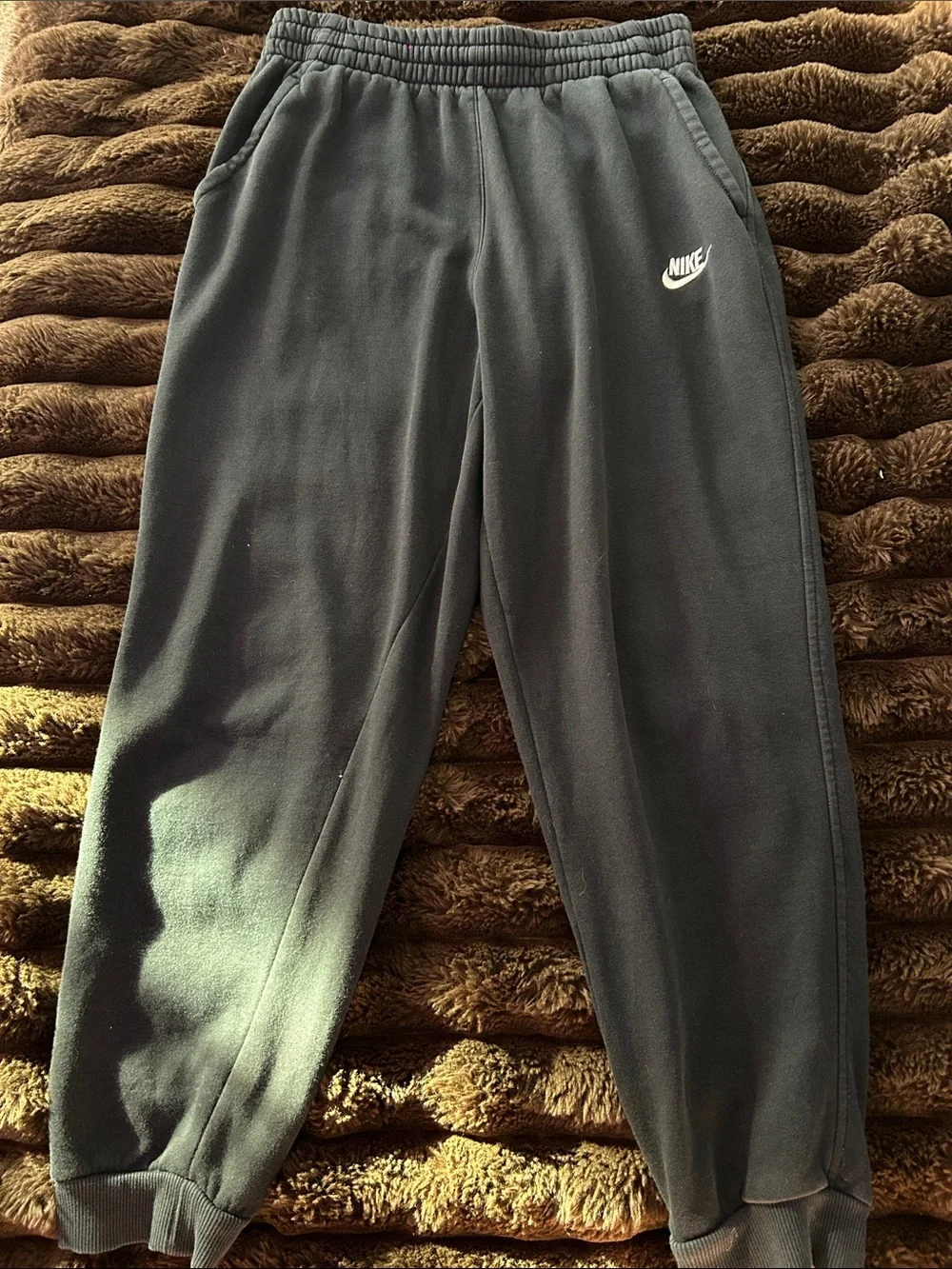Nike Kids Black Sweatpants with White Swoosh